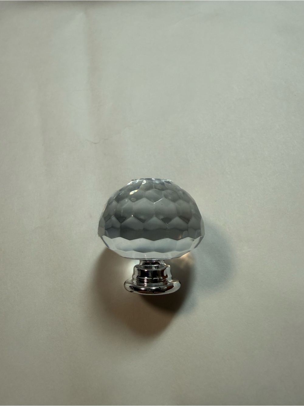 Faceted Clear Crystal-like Cabinet Knob with Polished Silver Base #3 (pk of 3)